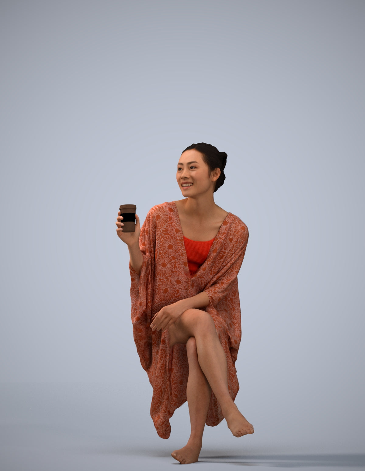realistic 3D people woman casual pool, render-ready for V-Ray and Corona, FBX OBJ