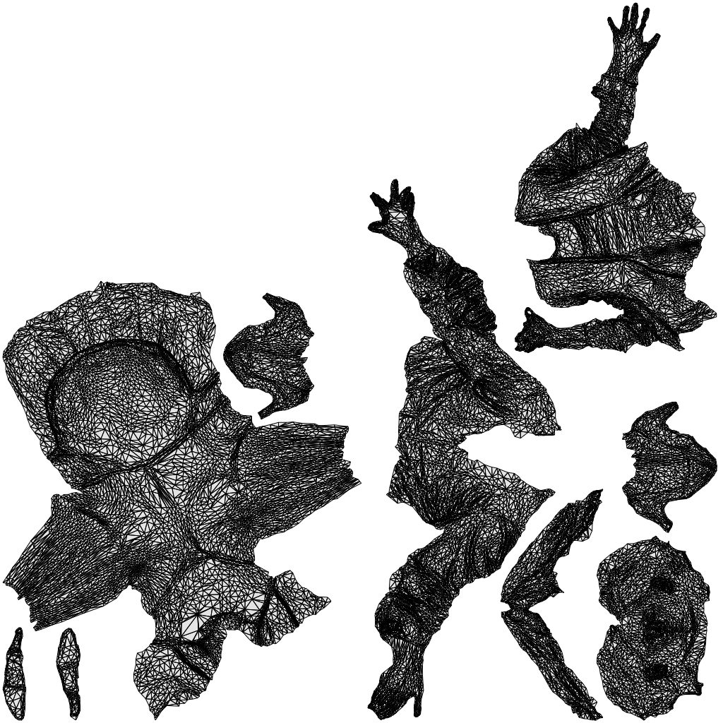 3D human model woman business, photogrammetry scanned person for archviz, wireframe top-down view