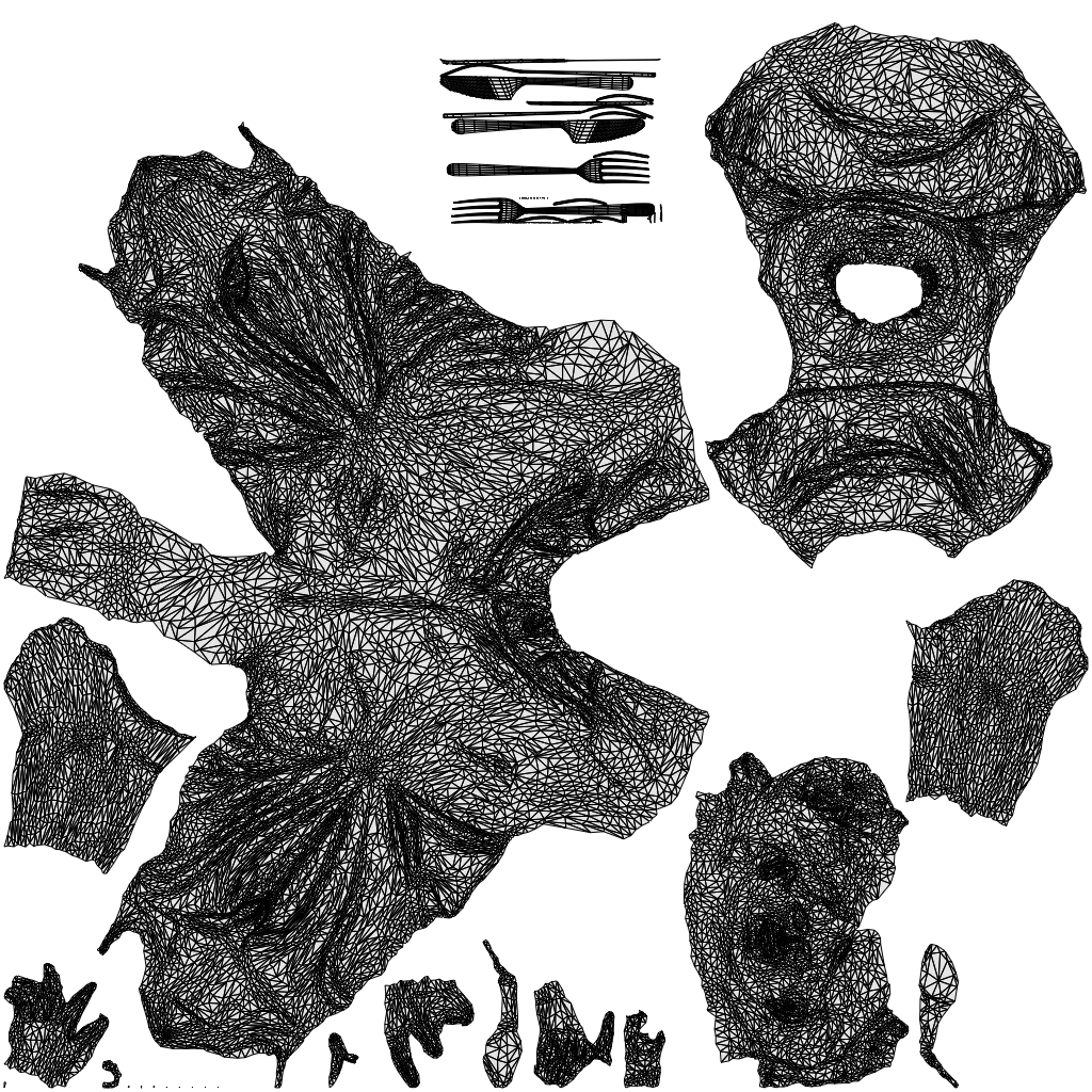 3D scanned woman sitting casual, photorealistic archviz people for Enscape and SketchUp, wireframe top-down view