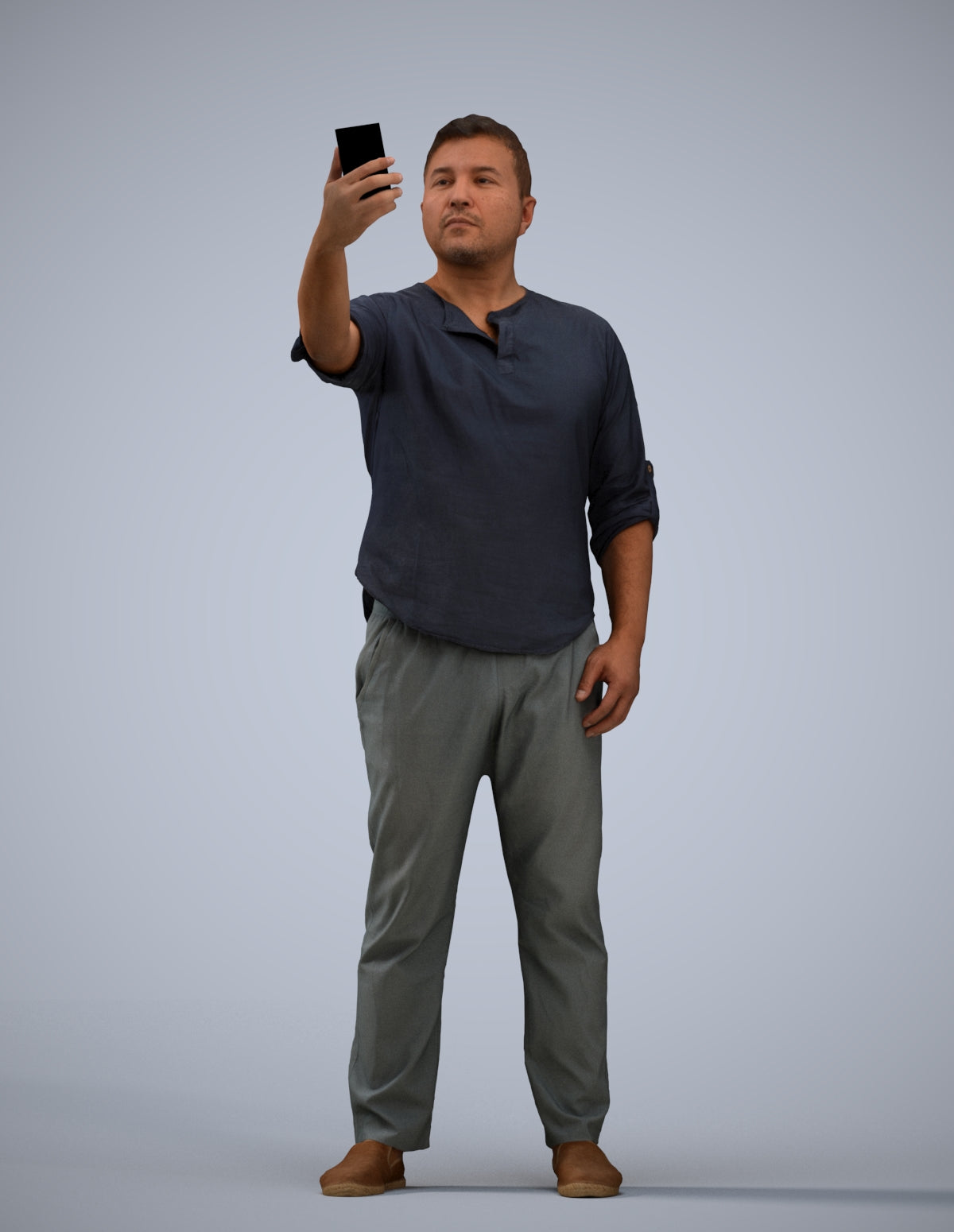scanned 3D man casual standing, photogrammetry people for Enscape and V-Ray