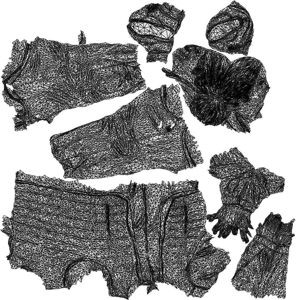 3D human model senior woman casual standing, photogrammetry scanned person for archviz, wireframe top-down view