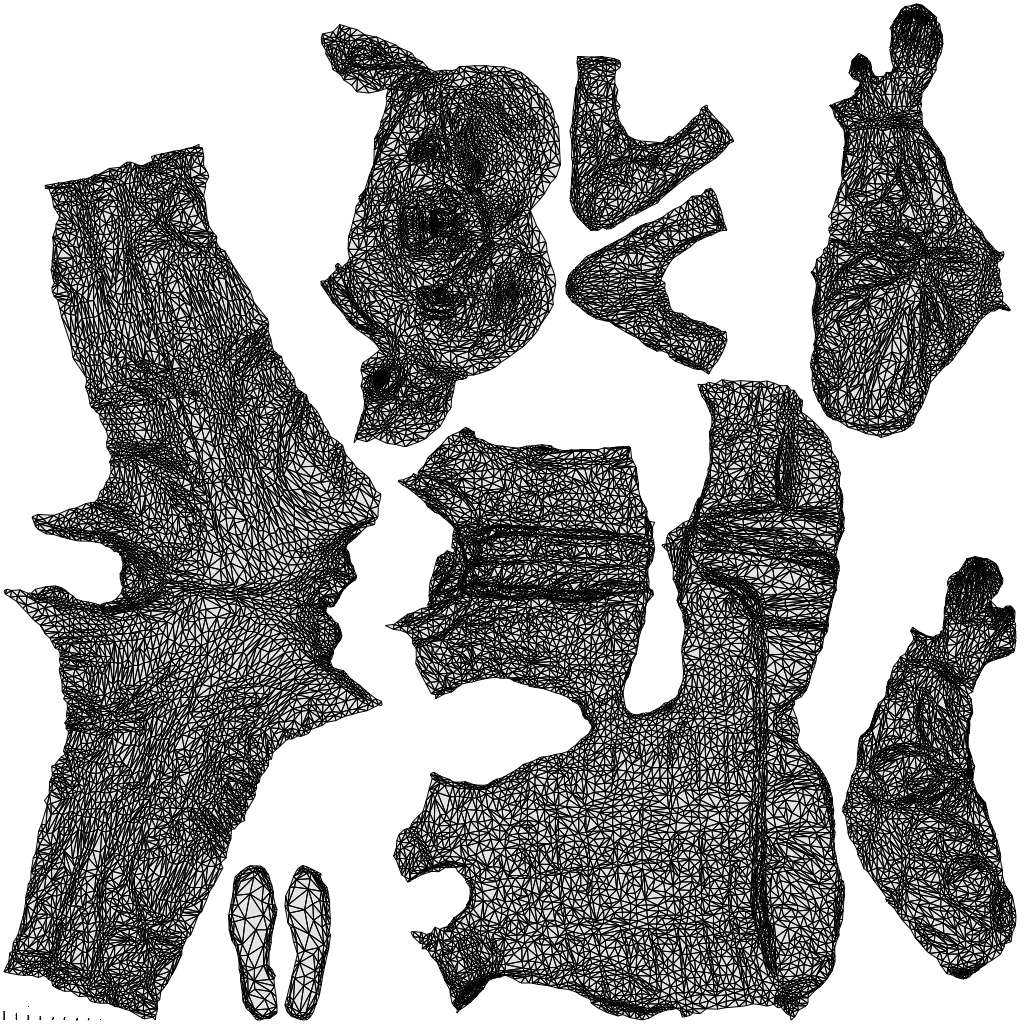 realistic 3D senior woman casual standing, scanned archviz people for Blender and 3ds Max, wireframe top-down view