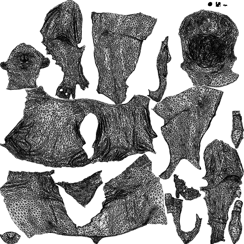 3D human model woman casual sitting, photogrammetry scanned person for archviz, wireframe top-down view