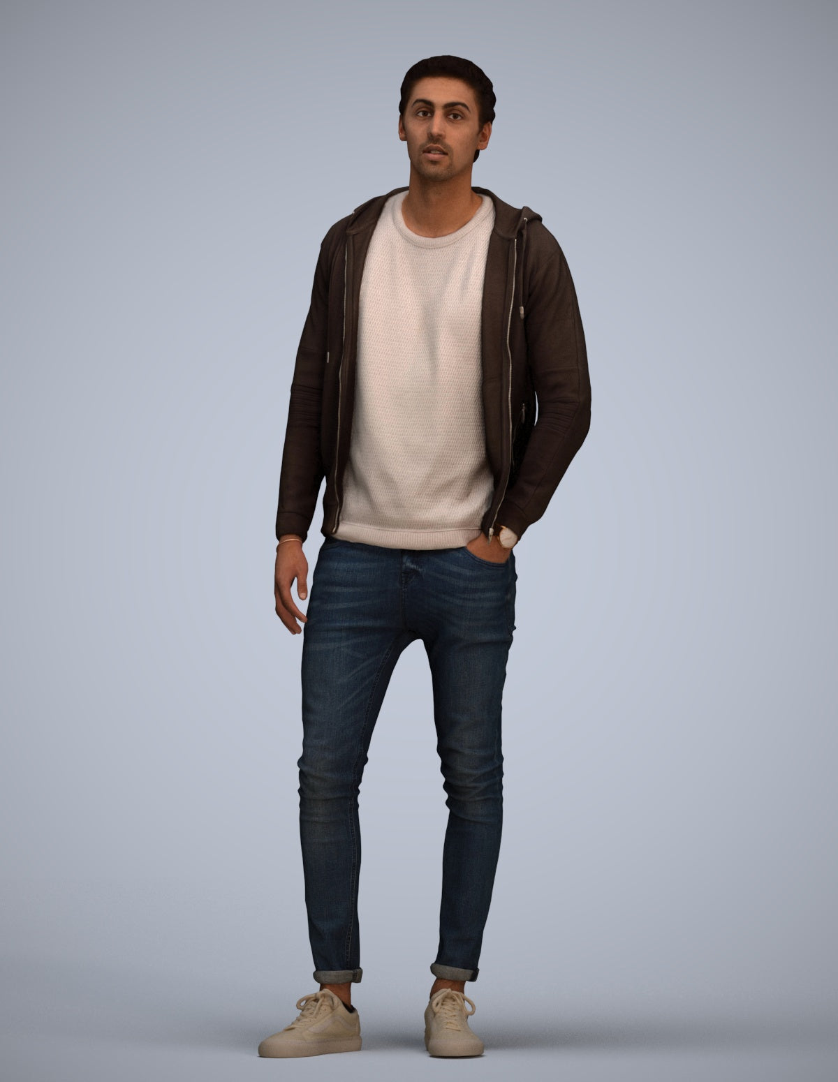 photogrammetry 3D man casual walking, realistic human model archviz FBX