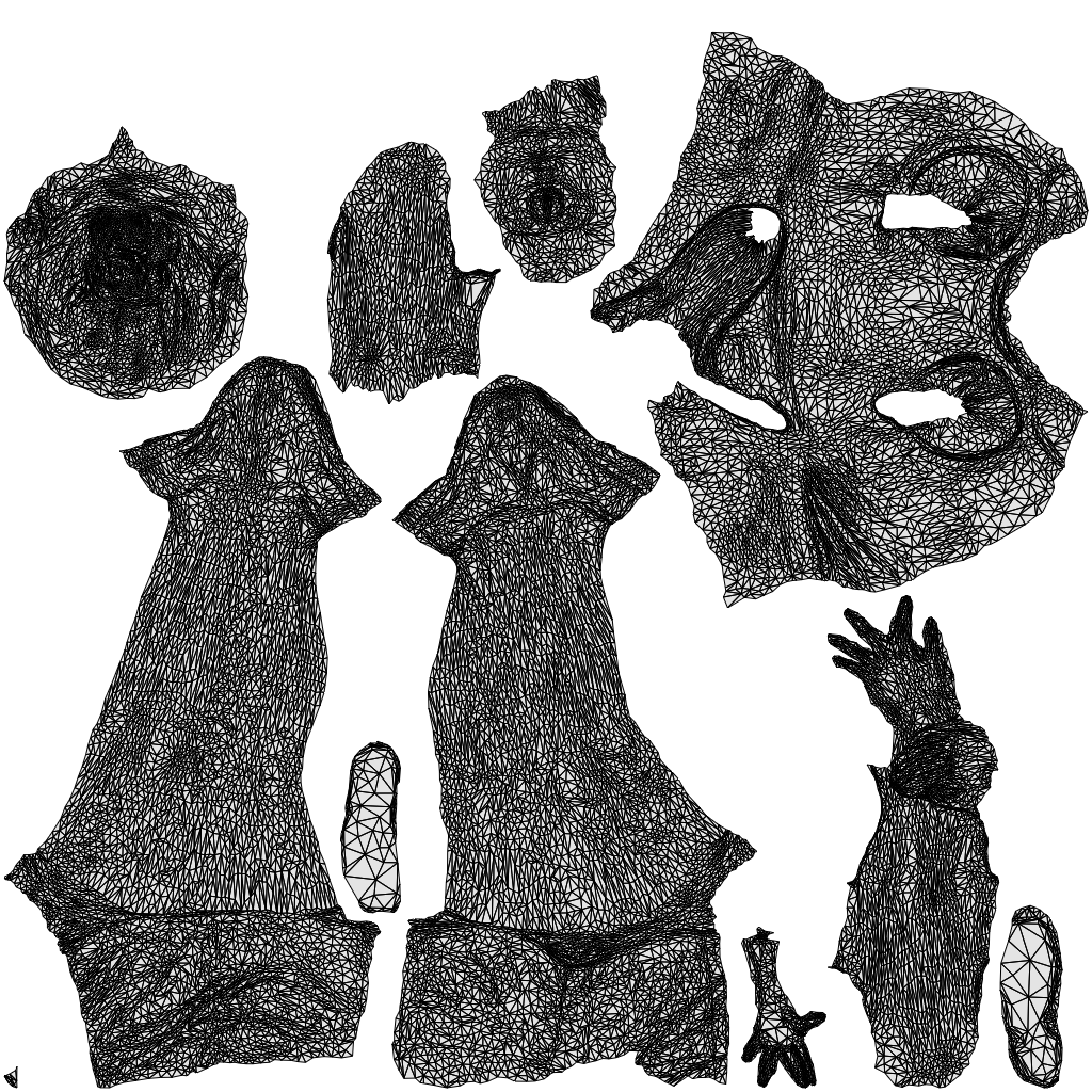 scanned 3D woman casual standing, photogrammetry people for Enscape and V-Ray, wireframe top-down view