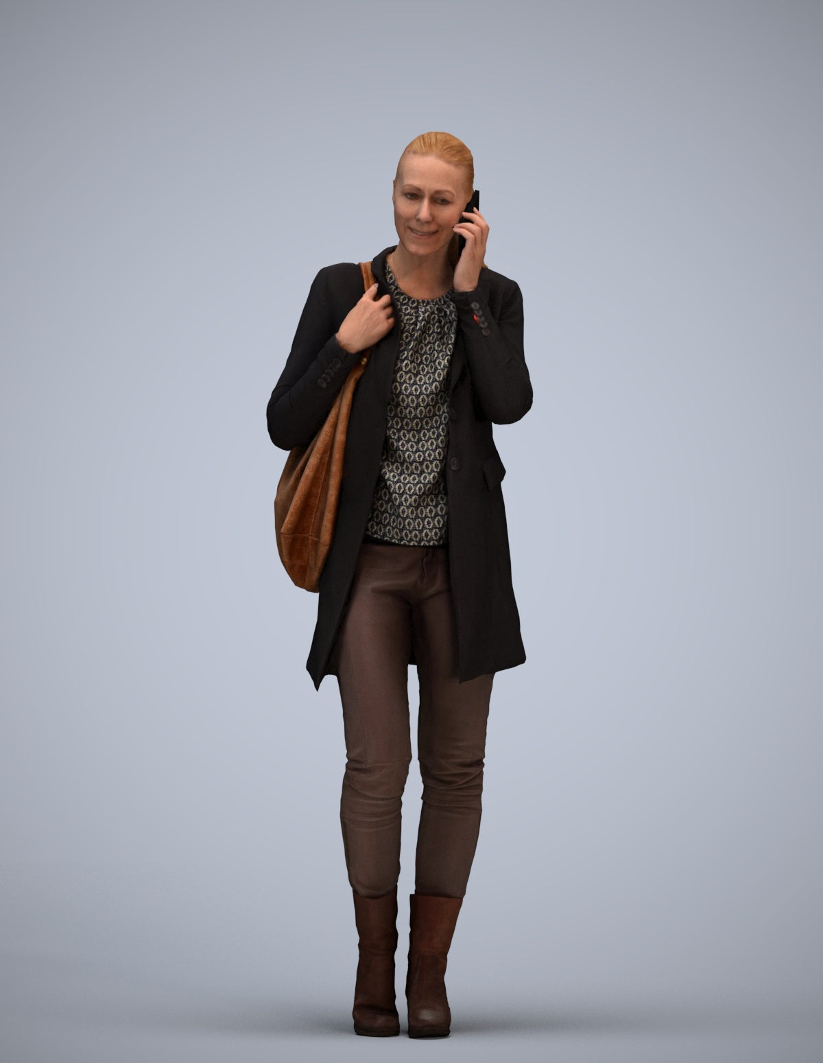 3D people model woman casual standing, scanned human for 3ds Max rendering