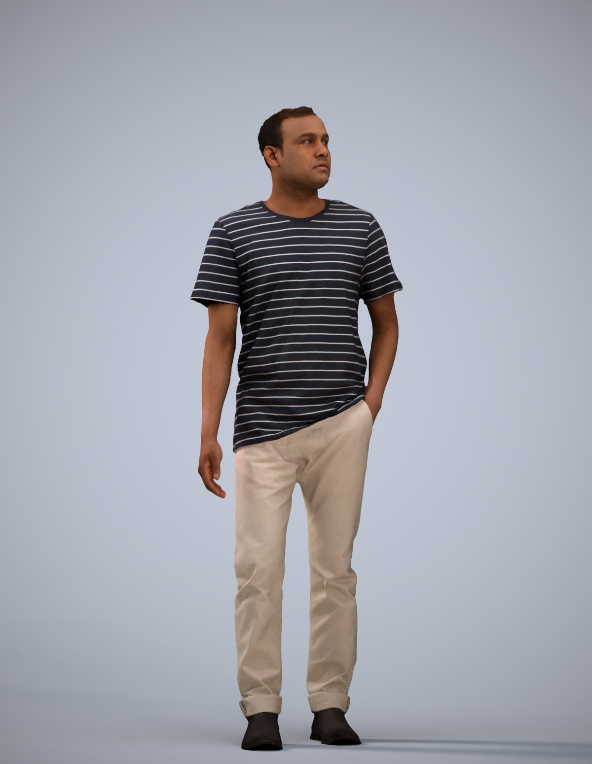 scanned 3D man casual walking, photogrammetry people for Enscape and V-Ray