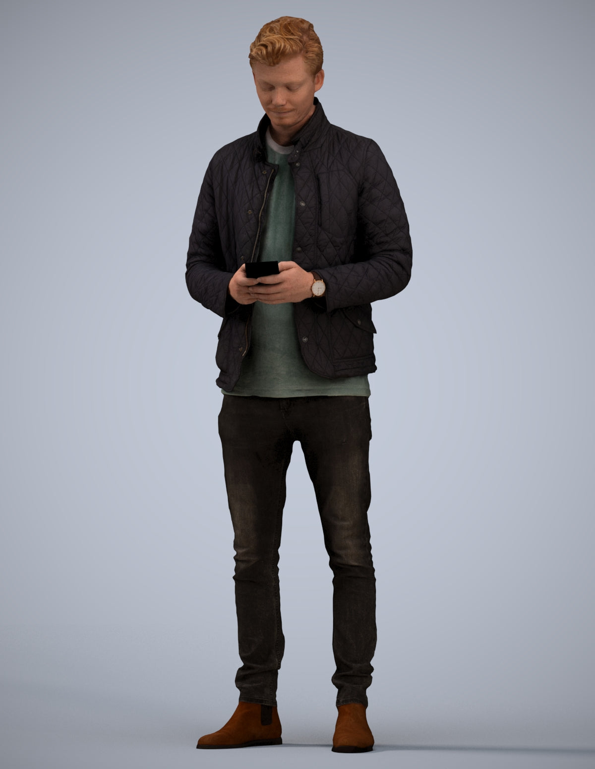 realistic 3D people man casual standing, render-ready for V-Ray and Corona, FBX OBJ