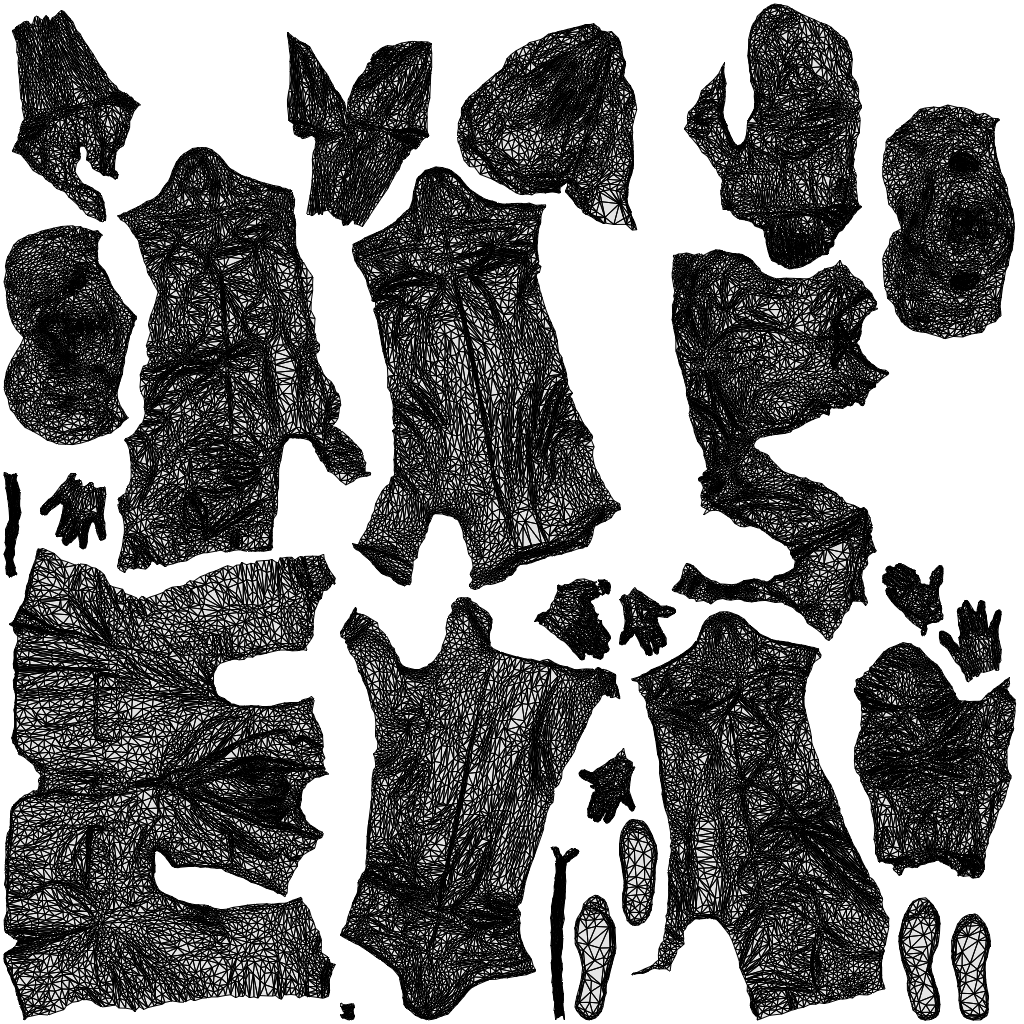 3D people model girl kids, scanned human for 3ds Max rendering, wireframe top-down view