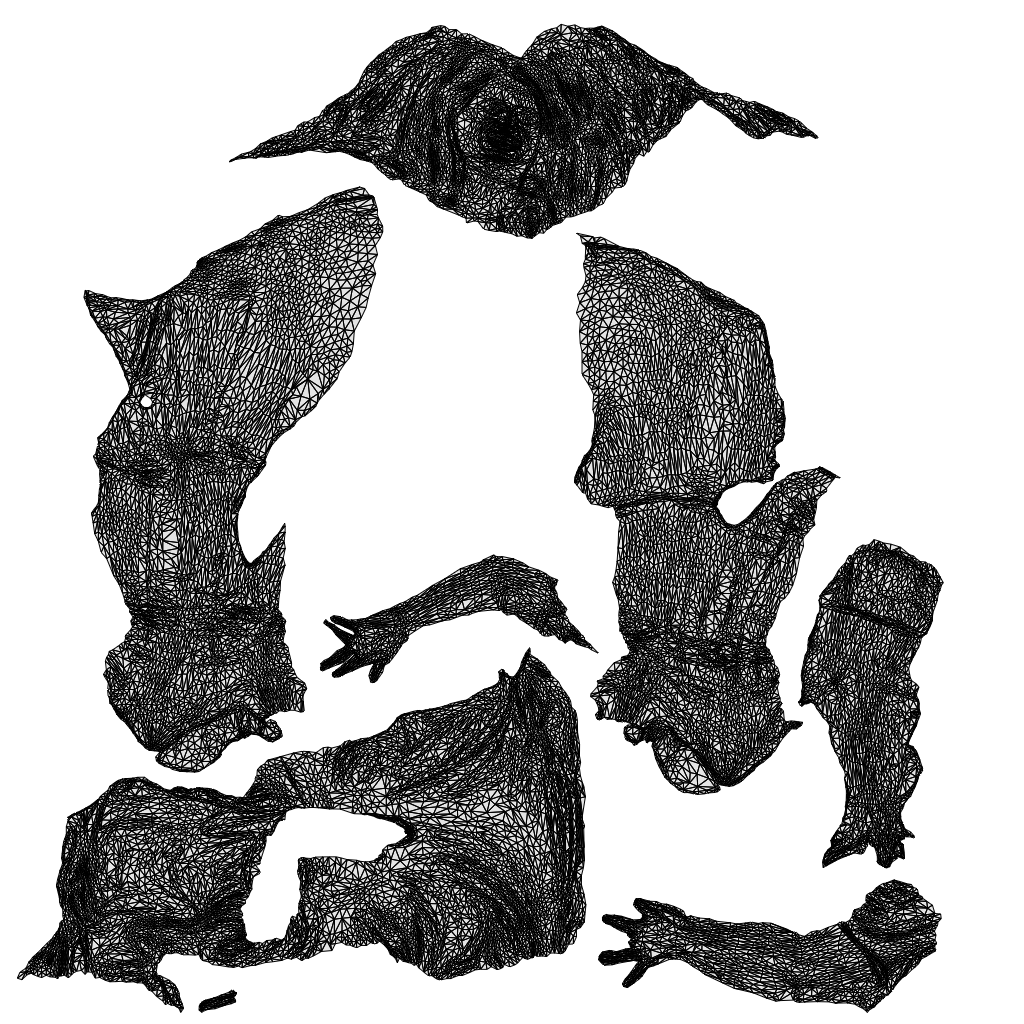 3D scanned woman sitting casual, photorealistic archviz people for Enscape and SketchUp, wireframe top-down view