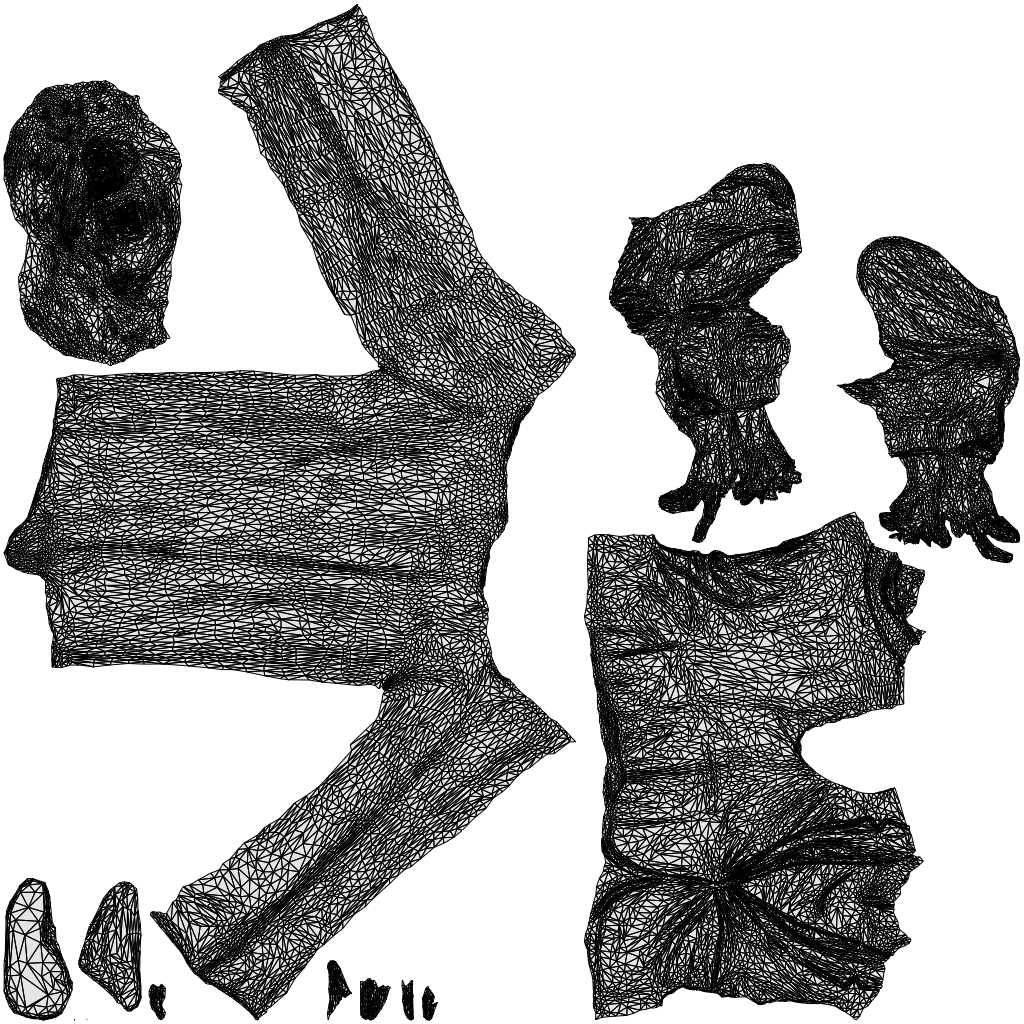 scanned 3D woman business, photogrammetry people for Enscape and V-Ray, wireframe top-down view