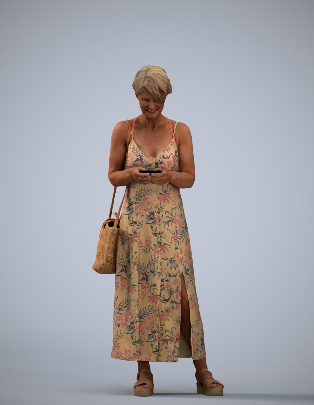 photogrammetry 3D senior woman standing, realistic human model archviz FBX