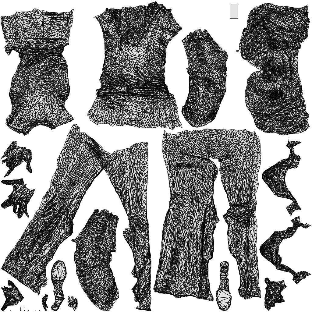 scanned 3D woman casual standing, photogrammetry people for Enscape and V-Ray, wireframe top-down view