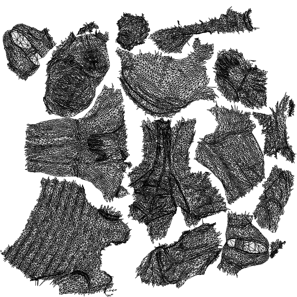 3D people model senior woman casual sitting, scanned human for 3ds Max rendering, wireframe top-down view