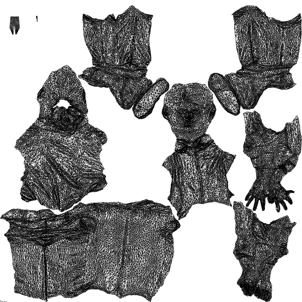 3D human model girl kids, photogrammetry scanned person for archviz, wireframe top-down view