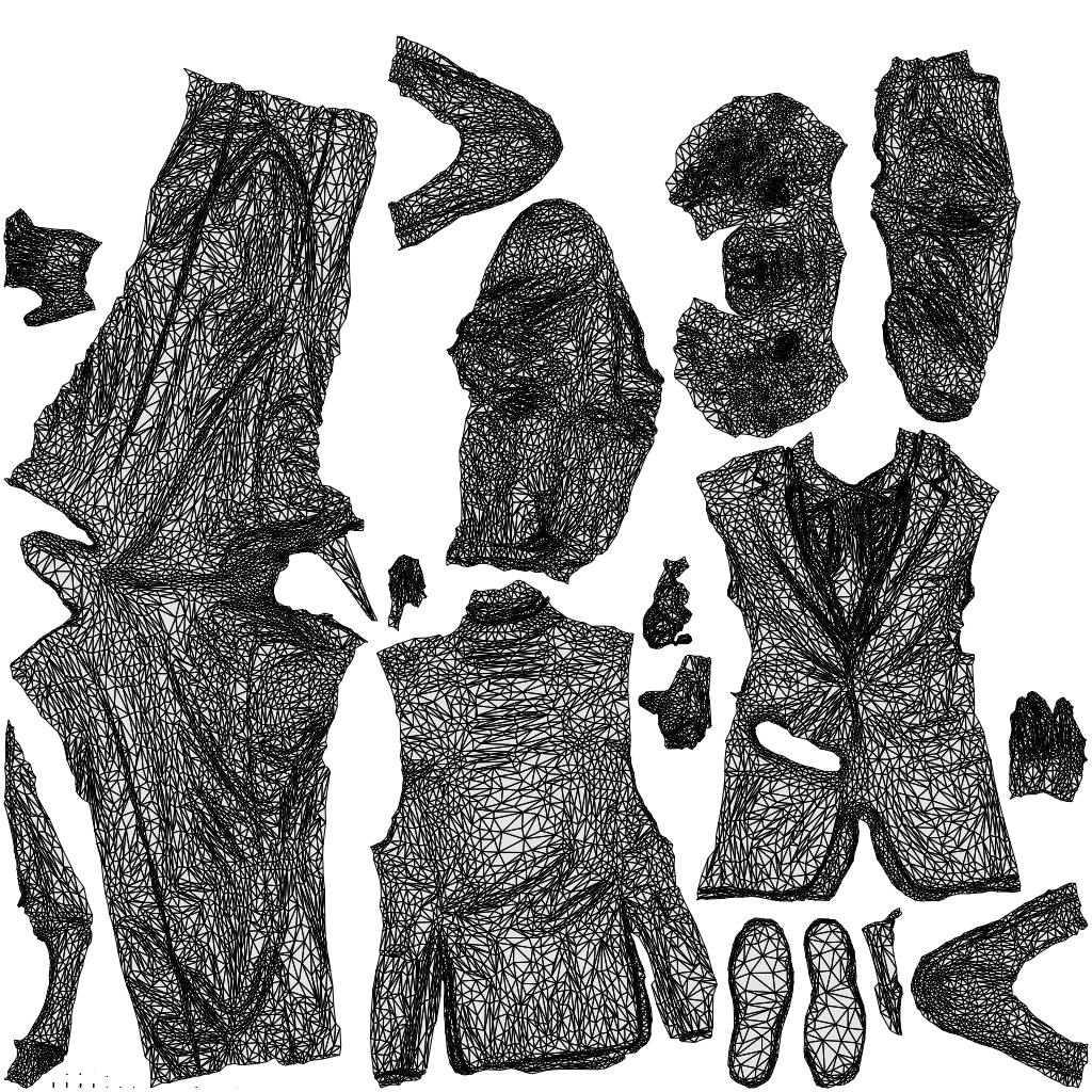 3D human model man business, photogrammetry scanned person for archviz, wireframe top-down view