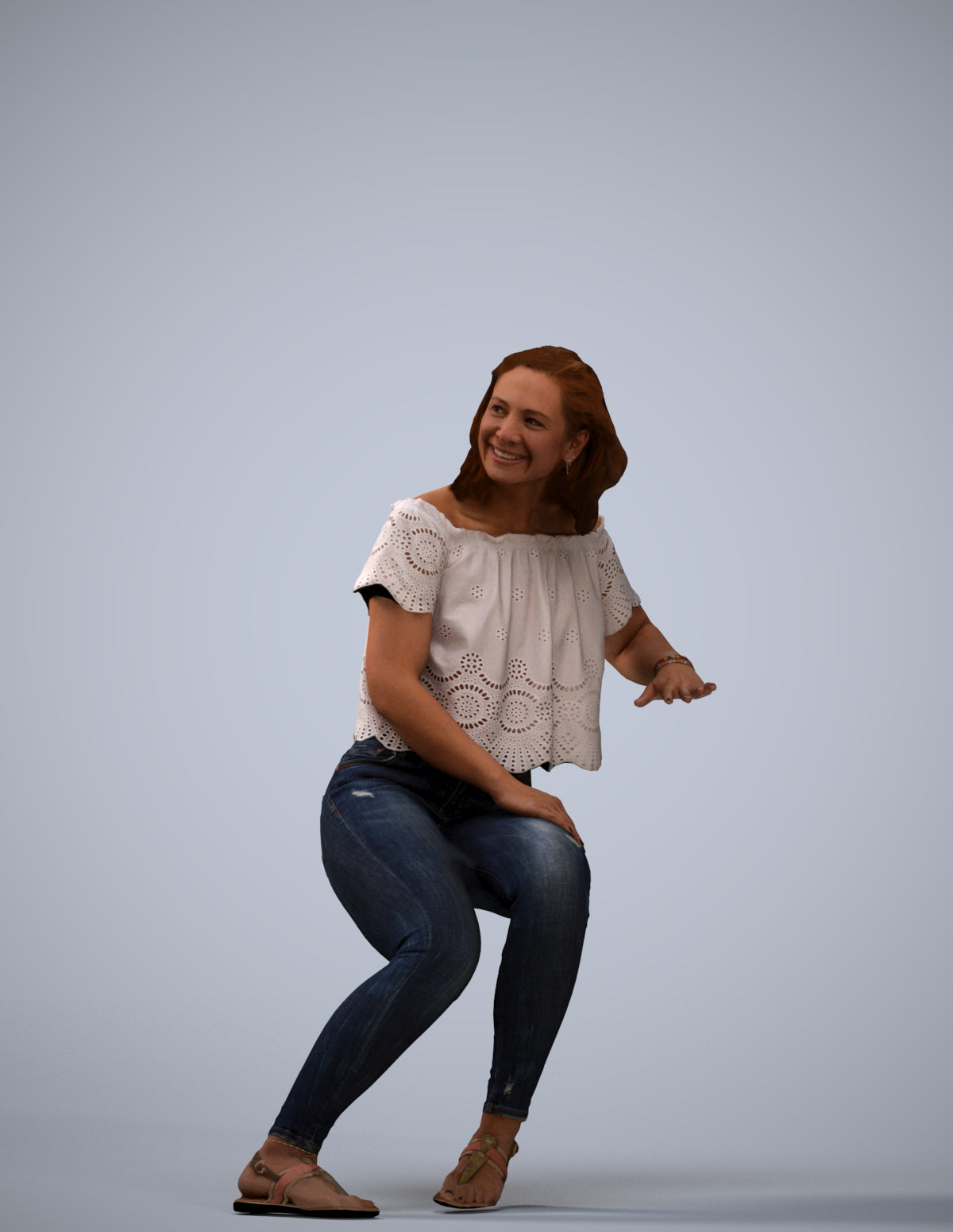 realistic 3D people woman casual sitting, render-ready for V-Ray and Corona, FBX OBJ