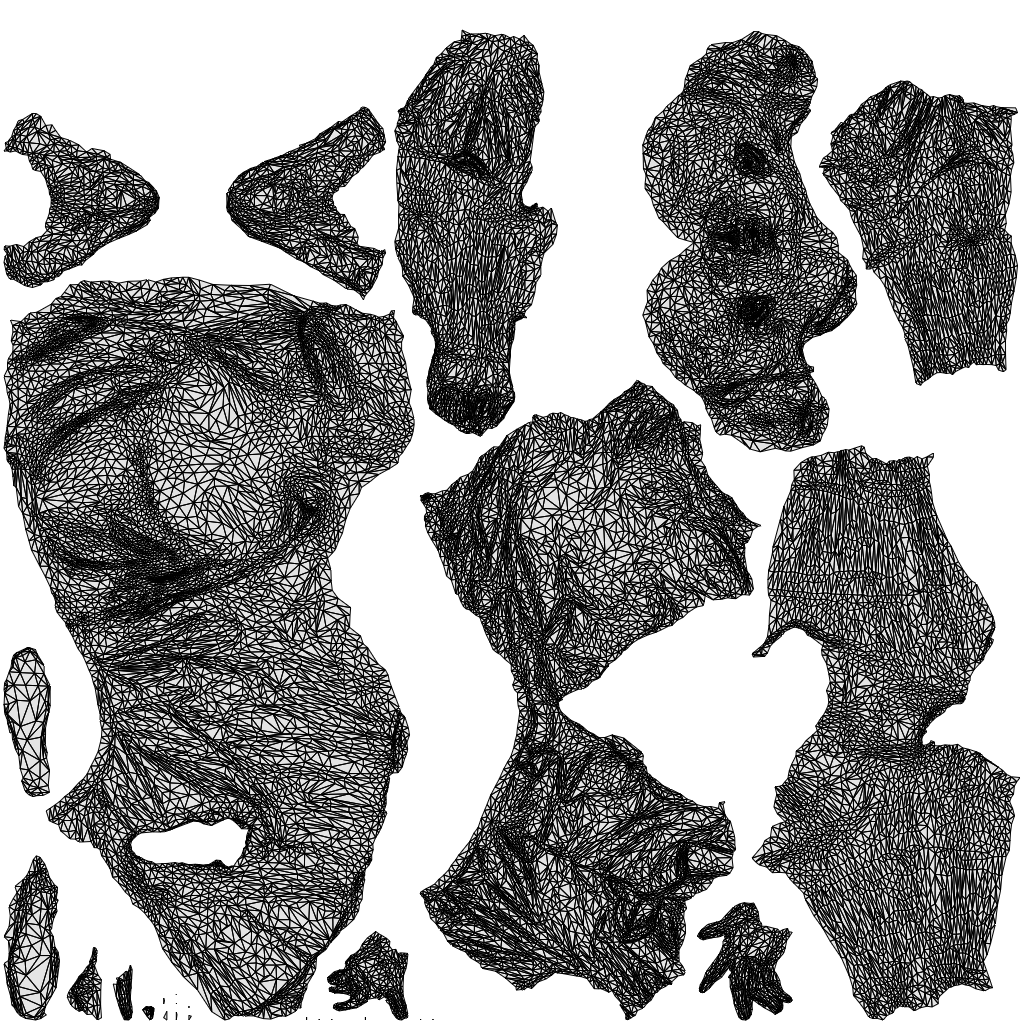 3D human model girl kids, photogrammetry scanned person for archviz, wireframe top-down view