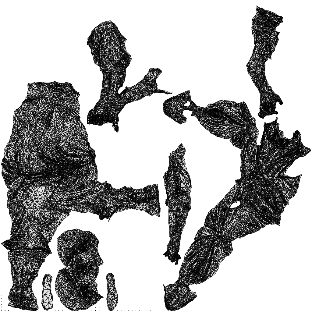 3D scanned man sitting casual, photorealistic archviz people for Enscape and SketchUp, wireframe top-down view