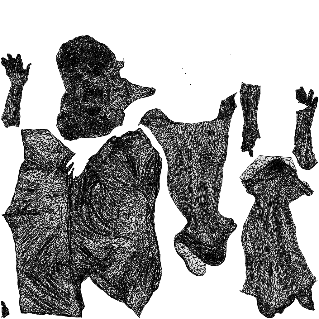 3D people model woman casual standing, scanned human for 3ds Max rendering, wireframe top-down view