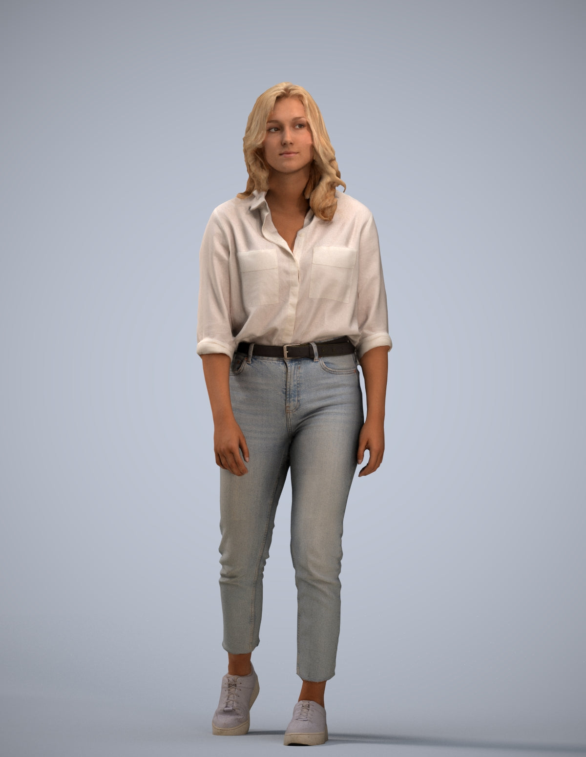 realistic 3D people woman casual walking, render-ready for V-Ray and Corona, FBX OBJ