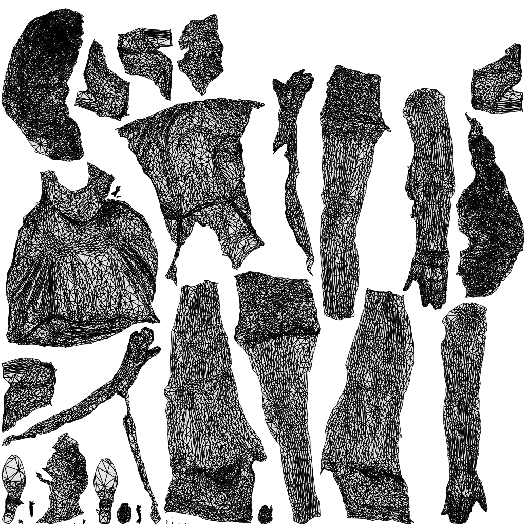 scanned 3D girl casual walking, photogrammetry people for Enscape and V-Ray, wireframe top-down view