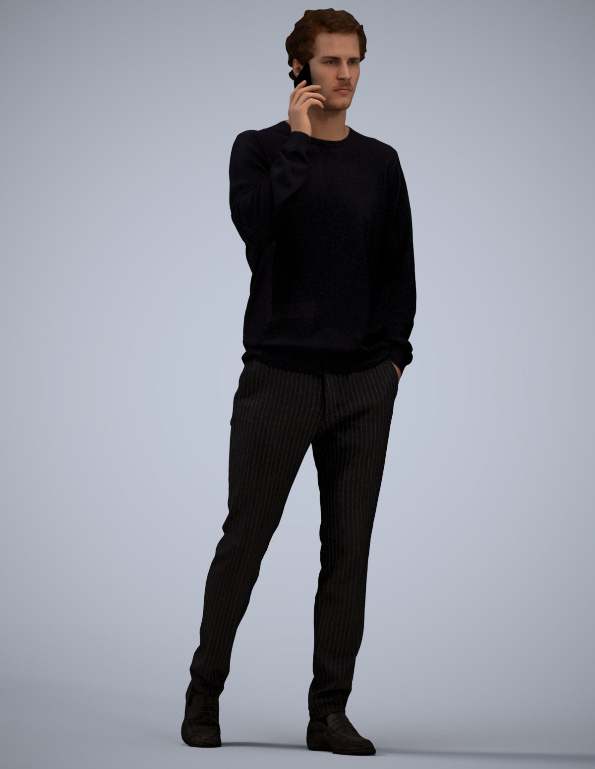 3D human model man casual walking, photogrammetry scanned person for archviz