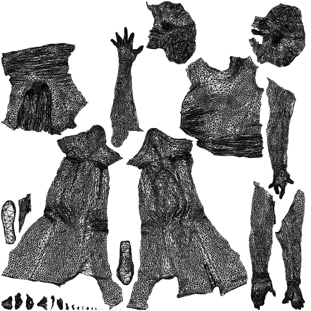 3D scanned woman standing casual, photorealistic archviz people for Enscape and SketchUp, wireframe top-down view