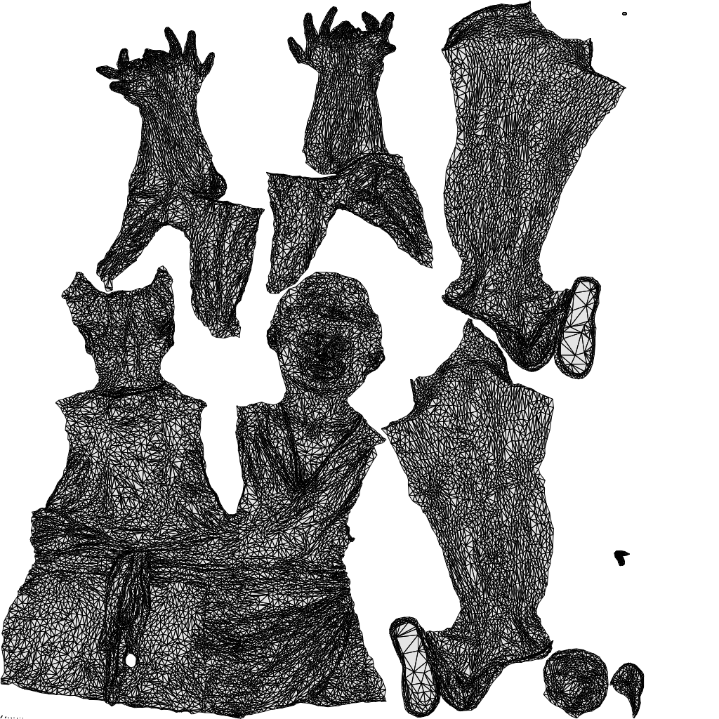 realistic 3D woman casual standing, scanned archviz people for Blender and 3ds Max, wireframe top-down view