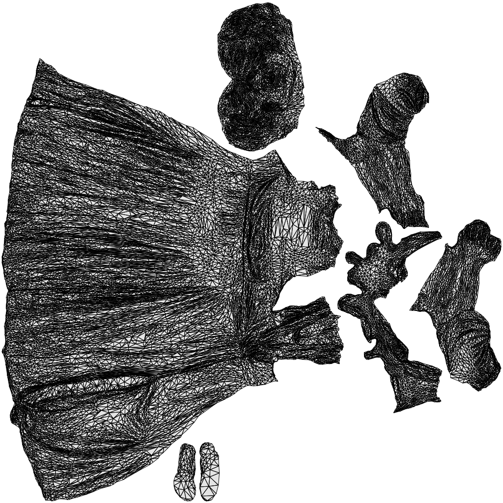3D people model woman casual standing, scanned human for 3ds Max rendering, wireframe top-down view
