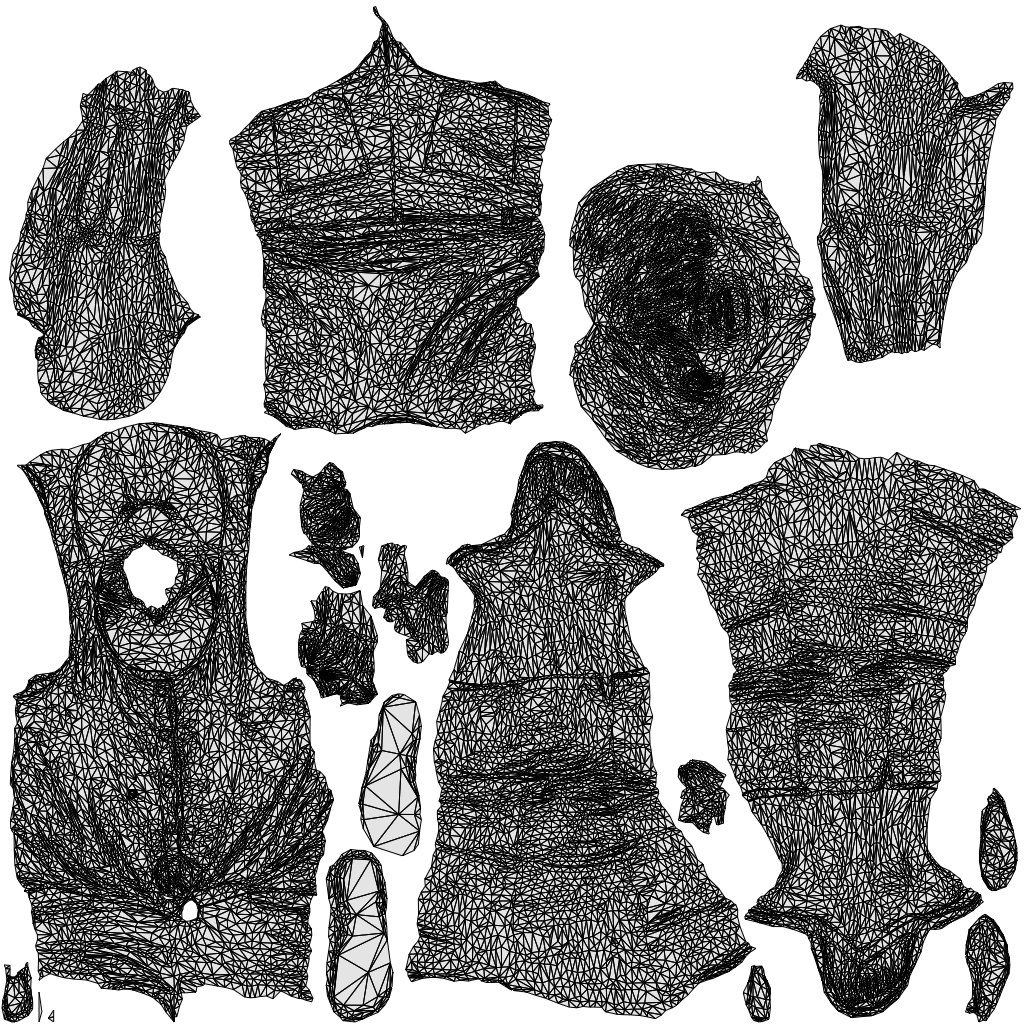 scanned 3D senior woman casual standing, photogrammetry people for Enscape and V-Ray, wireframe top-down view
