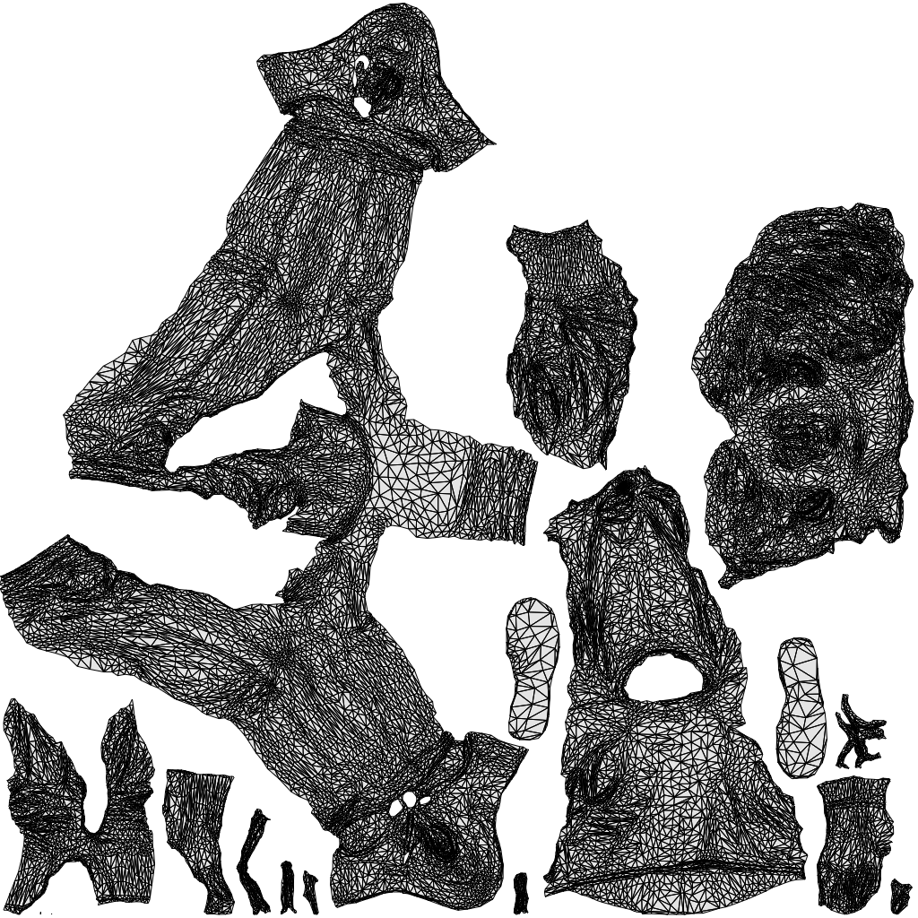 3D human model girl casual kids, photogrammetry scanned person for archviz, wireframe top-down view