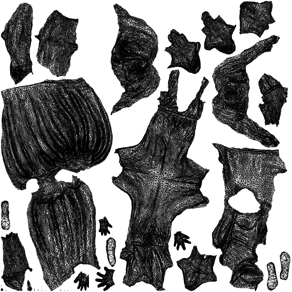 3D people model girl casual kids, scanned human for 3ds Max rendering, wireframe top-down view