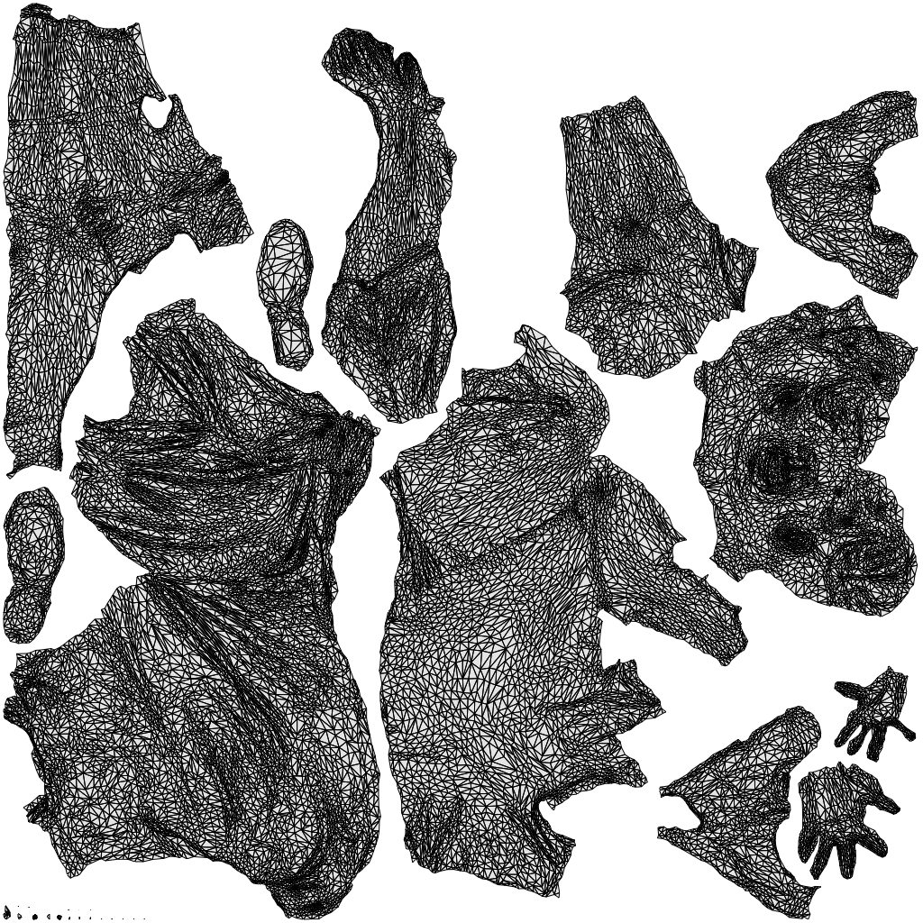 3D scanned woman sitting casual, photorealistic archviz people for Enscape and SketchUp, wireframe top-down view