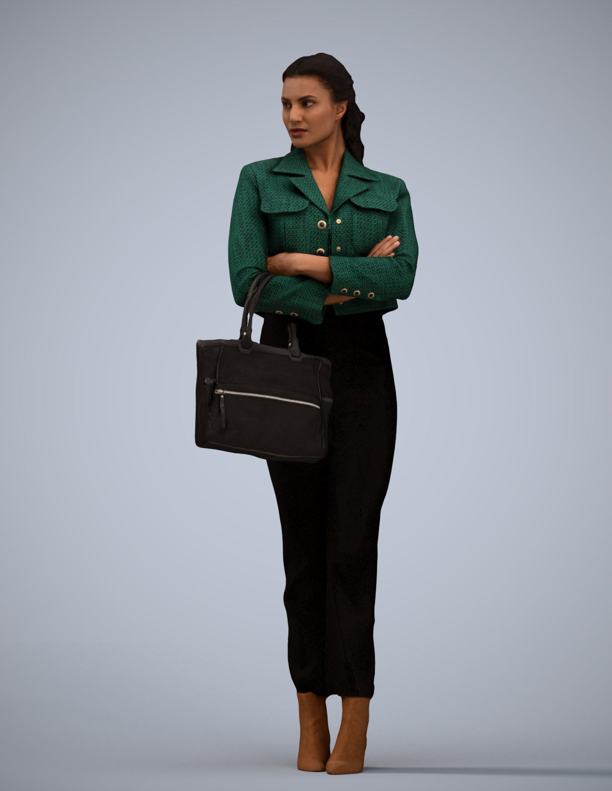 realistic 3D human woman business standing, archviz people FBX OBJ for Blender