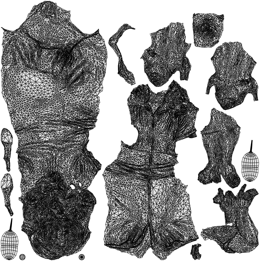 3D human model woman casual sitting, photogrammetry scanned person for archviz, wireframe top-down view