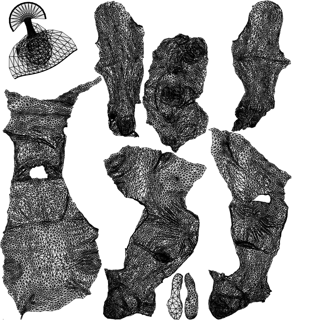 scanned 3D senior woman casual sitting, photogrammetry people for Enscape and V-Ray, wireframe top-down view