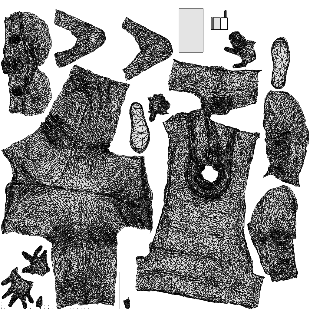 3D scanned man standing casual, photorealistic archviz people for Enscape and SketchUp, wireframe top-down view