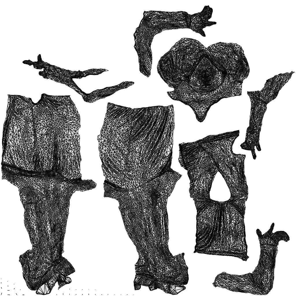 3D human model woman casual standing, photogrammetry scanned person for archviz, wireframe top-down view