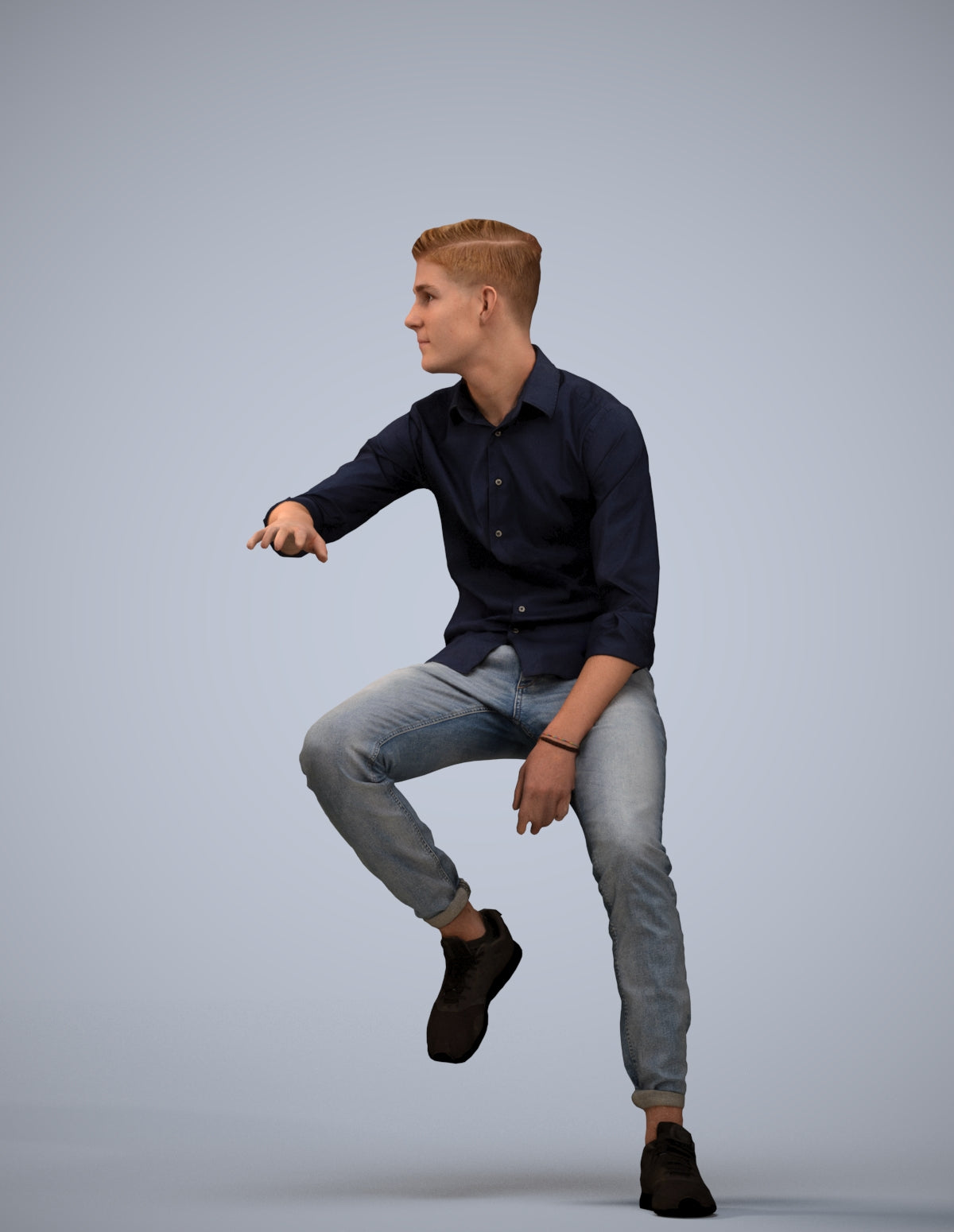 realistic 3D people man casual sitting, render-ready for V-Ray and Corona, FBX OBJ