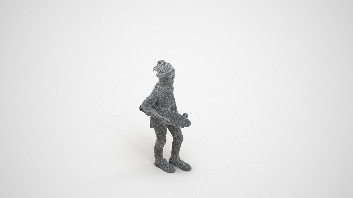 realistic 3D girl casual kids, scanned archviz people for Blender and 3ds Max, wireframe three-quarter view