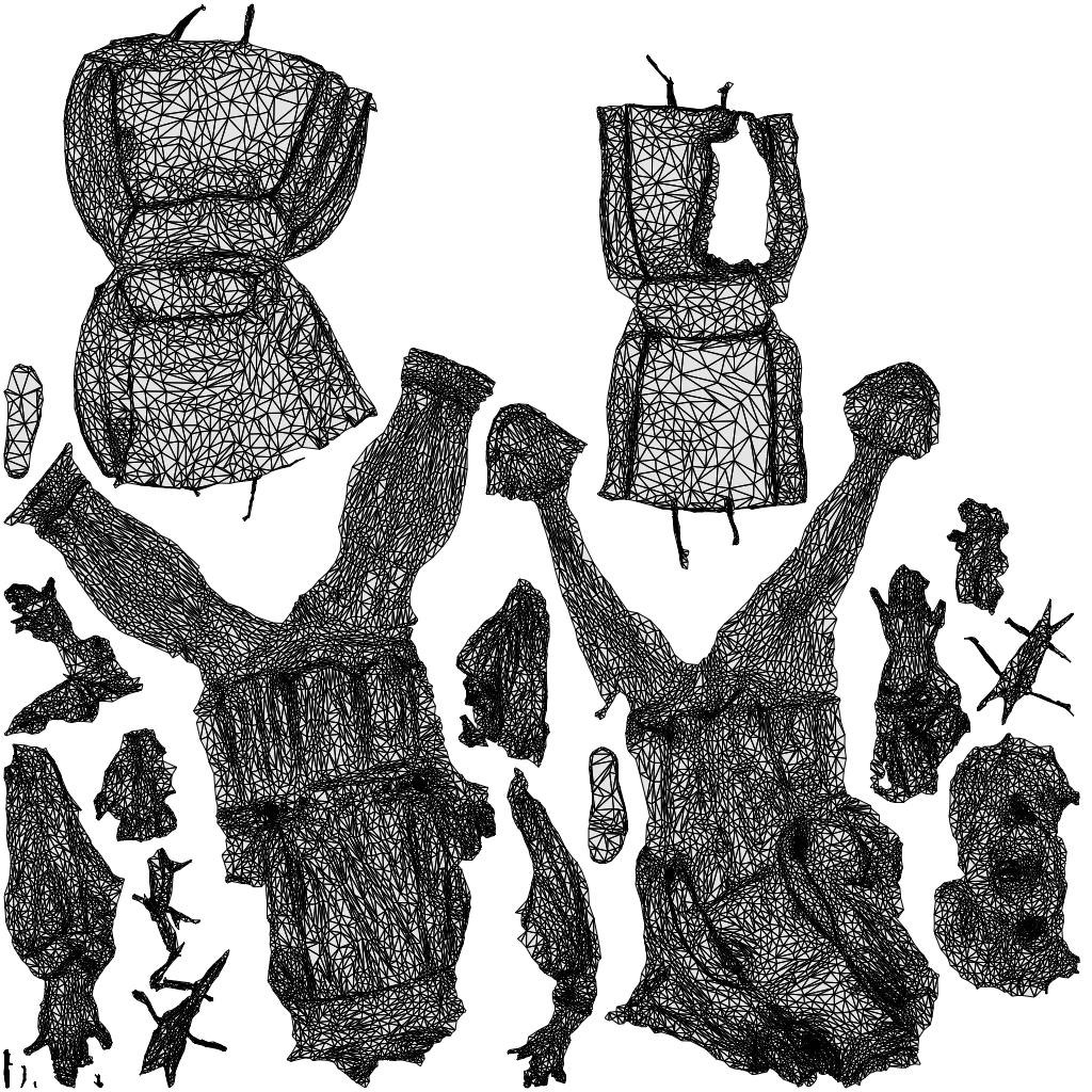 3D scanned woman shopping casual, photorealistic archviz people for Enscape and SketchUp, wireframe top-down view
