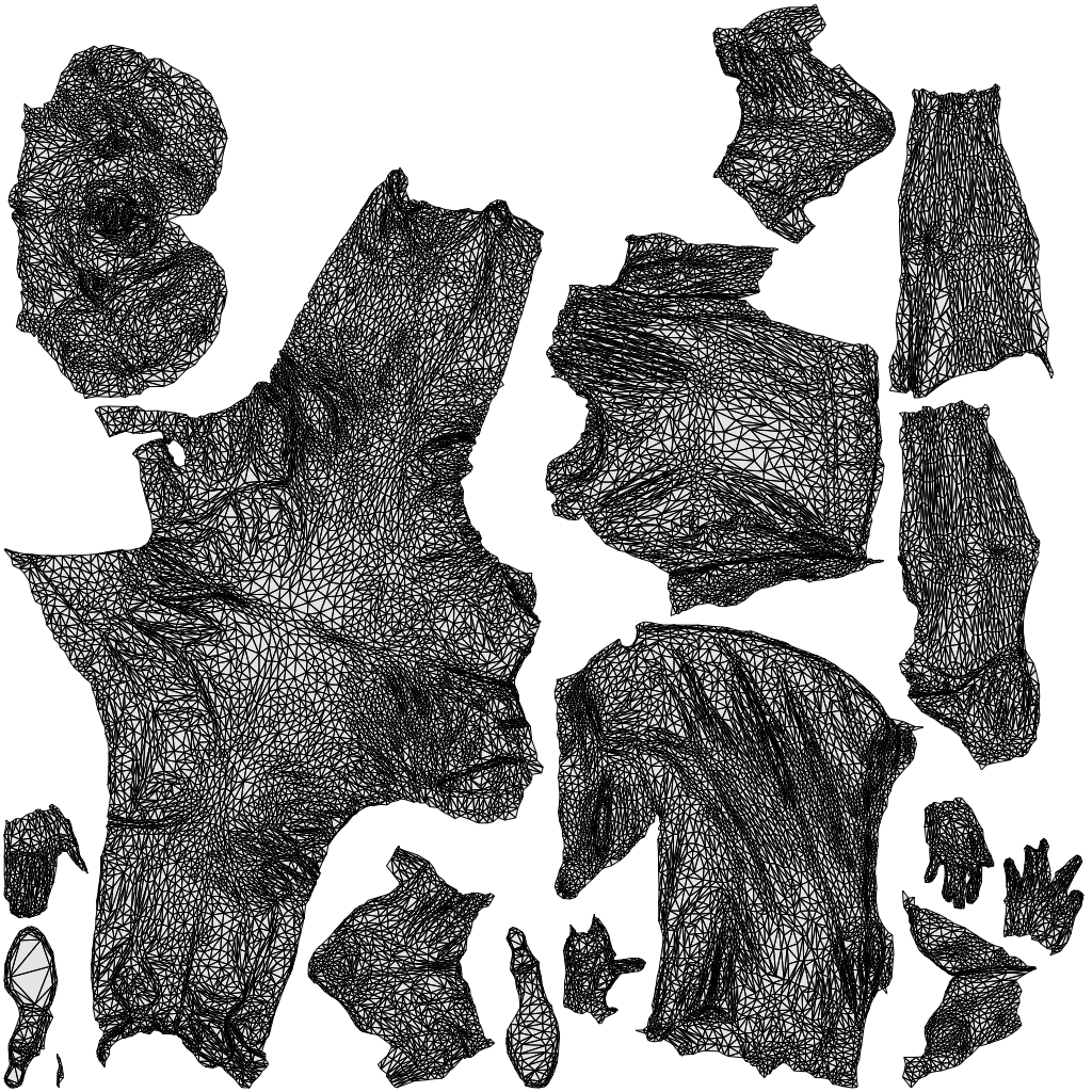 3D scanned woman standing casual, photorealistic archviz people for Enscape and SketchUp, wireframe top-down view
