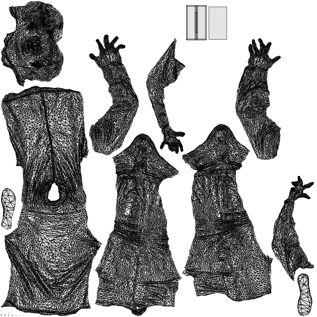 3D human model man casual standing, photogrammetry scanned person for archviz, wireframe top-down view