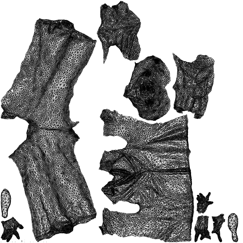 scanned 3D senior woman business, photogrammetry people for Enscape and V-Ray, wireframe top-down view