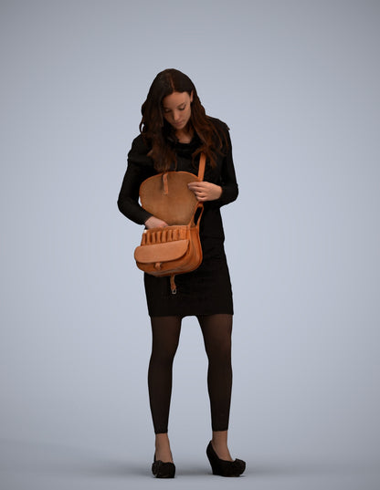 realistic 3D human woman business standing, archviz people FBX OBJ for Blender