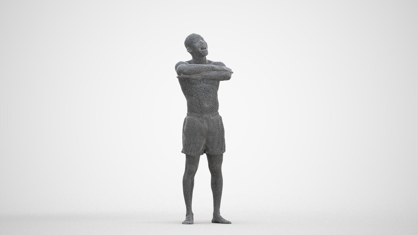 realistic 3D people man pool, render-ready for V-Ray and Corona, FBX OBJ, three-quarter front view render