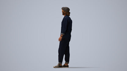 3D scanned man standing casual, photorealistic archviz people for Enscape and SketchUp, three-quarter view render