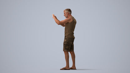 realistic 3D man casual standing, scanned archviz people for Blender and 3ds Max, three-quarter view render