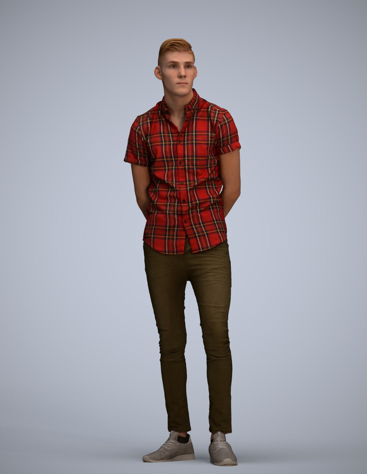 realistic 3D man casual standing, scanned archviz people for Blender and 3ds Max